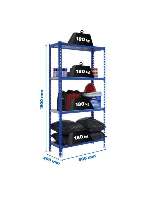 Estanteria 1500x800x400 SIMONCLICK MINI 4/400 1500 AZUL/GALVA marca SIMONRACK