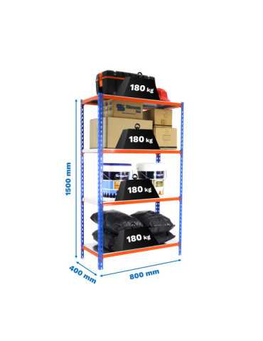 Estanteria 1500x800x400 SIMONCLICK MINI 4/400 1500 AZUL/NARANJA/GALVA marca SIMONRACK