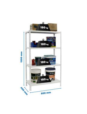 Estanteria 1500x800x400 SIMONCLICK MINI 4/400 1500 BLANCO/BLANCO marca SIMONRACK
