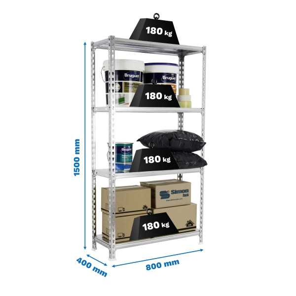 Estanteria 1500x800x400 SIMONCLICK MINI 4/400 1500 GALVA marca SIMONRACK