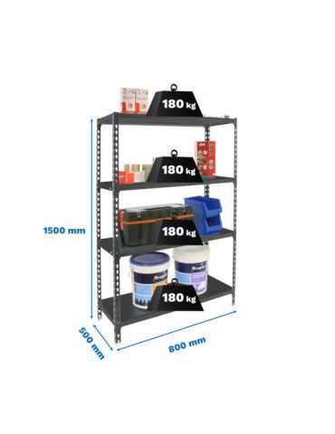 Estanteria 1500x800x500 SIMONCLICK MINI 4/500 1500 ANTRACITA/ANTRACITA marca SIMONRACK