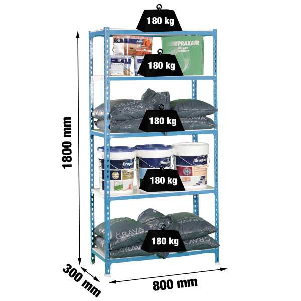Estanteria 1800x800x300 SIMONCLICK MINI 5/300 AZUL/BLANCO marca SIMONRACK