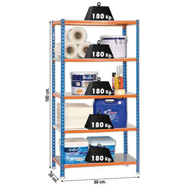 Estanteria 1800x800x300 SIMONCLICK MINI 5/300 AZUL/NARANJA/GALVA marca SIMONRACK