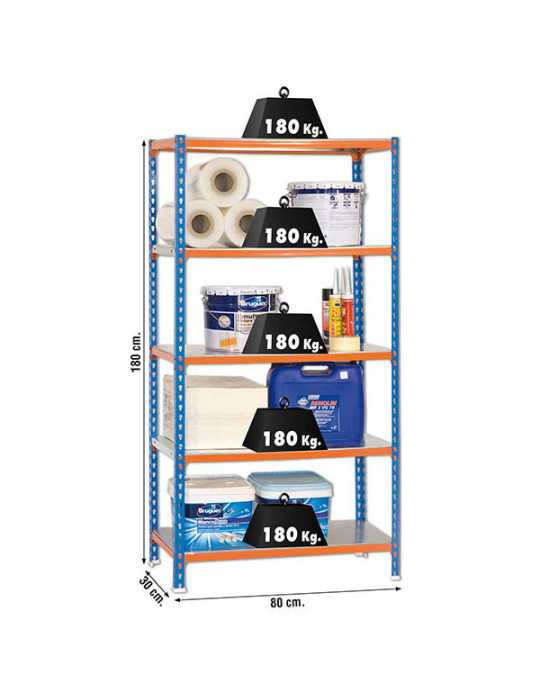 Estanteria 1800x800x300 SIMONCLICK MINI 5/300 AZUL/NARANJA/GALVA marca SIMONRACK