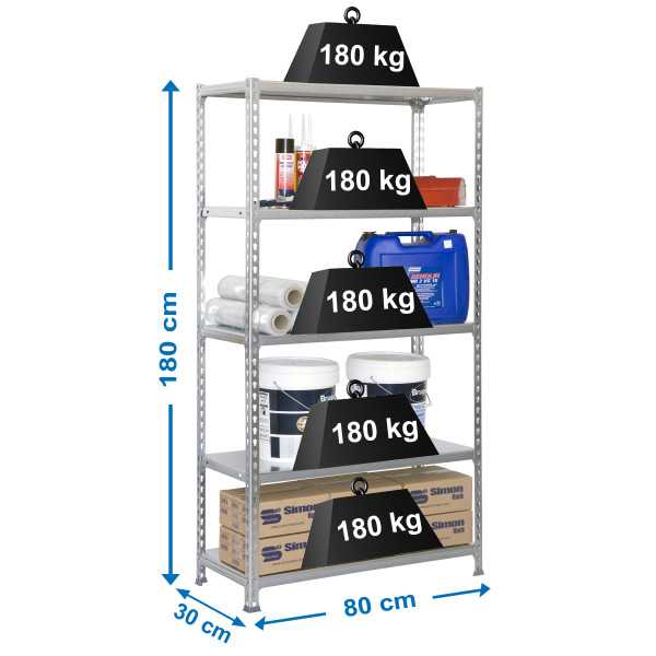 Estanteria 1800x800x300 SIMONCLICK MINI 5/300 GALVA/GALVA marca SIMONRACK