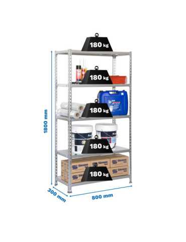 Estanteria 1800x800x300 SIMONCLICK MINI 5/300 GRIS/GRIS marca SIMONRACK