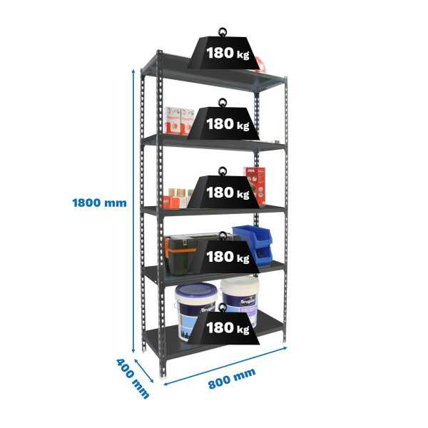 Estanteria 1800x800x400 SIMONCLICK MINI 5/400 ANTRACITA/ANTRACITA marca SIMONRACK