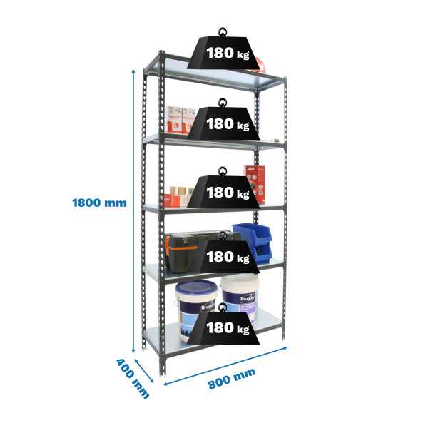 Estanteria 1800x800x400 SIMONCLICK MINI 5/400 ANTRACITA/BLANCO marca SIMONRACK
