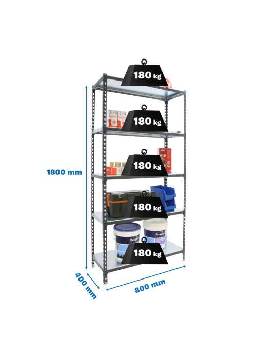 Estanteria 1800x800x400 SIMONCLICK MINI 5/400 ANTRACITA/BLANCO marca SIMONRACK