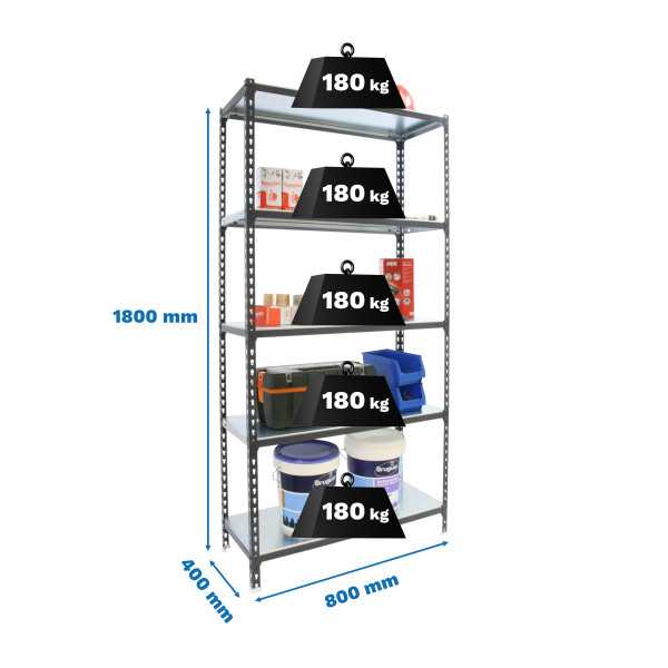 Estanteria 1800x800x400 SIMONCLICK MINI 5/400 ANTRACITA/GALVA marca SIMONRACK
