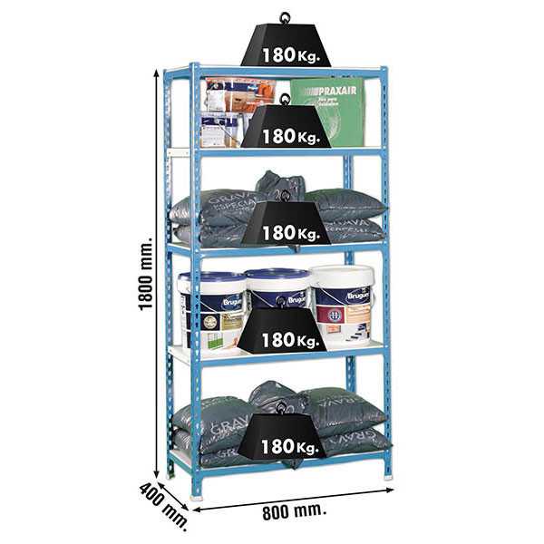 Estanteria 1800x800x400 SIMONCLICK MINI 5/400 AZUL/BLANCO marca SIMONRACK