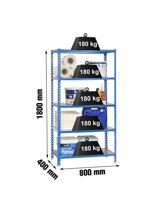 Estanteria 1800x800x400 SIMONCLICK MINI 5/400 AZUL/GALVA marca SIMONRACK