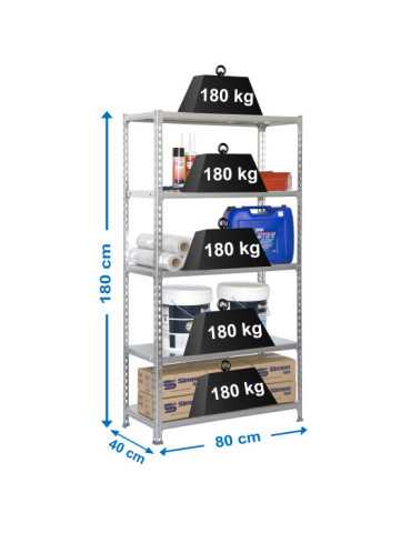 Estanteria 1800x800x400 SIMONCLICK MINI 5/400 GALVA/GALVA marca SIMONRACK