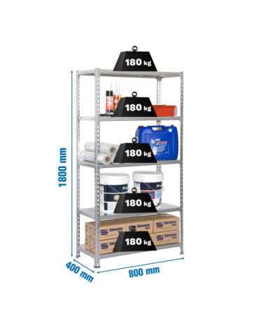 Estanteria 1800x800x400 SIMONCLICK MINI 5/400 GRIS/GRIS marca SIMONRACK