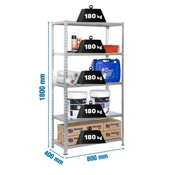 Estanteria 1800x800x400 SIMONCLICK MINI 5/400 GRIS/GRIS marca SIMONRACK