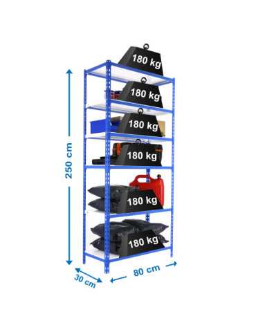 Estanteria 2500x800x300 SIMONCLICK MINI 6/300 AZUL/BLANCO marca SIMONRACK