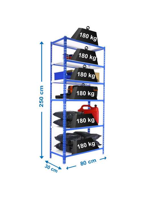 Estanteria 2500x800x300 SIMONCLICK MINI 6/300 AZUL/BLANCO marca SIMONRACK