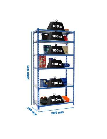 Estanteria 2500x800x300 SIMONCLICK MINI 6/300 AZUL/GALVA marca SIMONRACK
