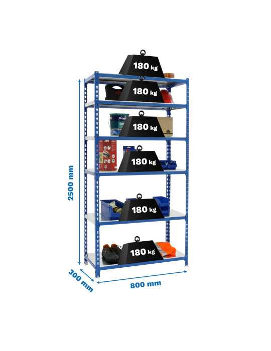 Estanteria 2500x800x300 SIMONCLICK MINI 6/300 AZUL/GALVA marca SIMONRACK