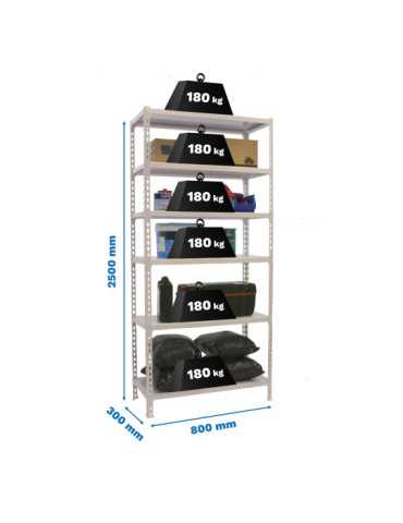 Estanteria 2500x800x300 SIMONCLICK MINI 6/300 BLANCO/BLANCO marca SIMONRACK
