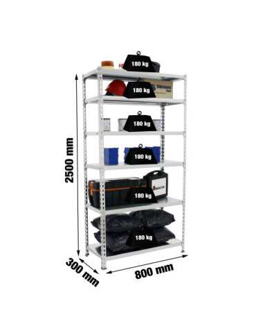 Estanteria 2500x800x300 SIMONCLICK MINI 6/300 GALVA/GALVA marca SIMONRACK