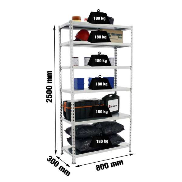 Estanteria 2500x800x300 SIMONCLICK MINI 6/300 GALVA/GALVA marca SIMONRACK