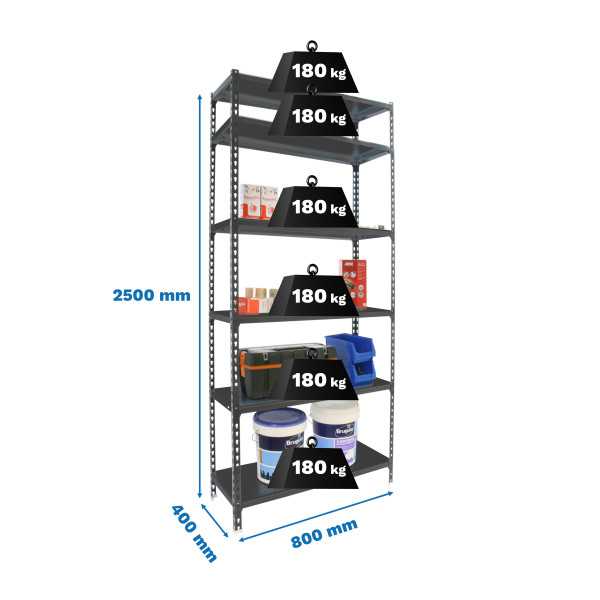 Estanteria 2500x800x400 SIMONCLICK MINI 6/400 ANTRACITA/ANTRACITA marca SIMONRACK