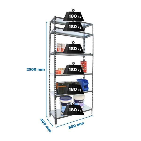 Estanteria 2500x800x400 SIMONCLICK MINI 6/400 ANTRACITA/BLANCO marca SIMONRACK