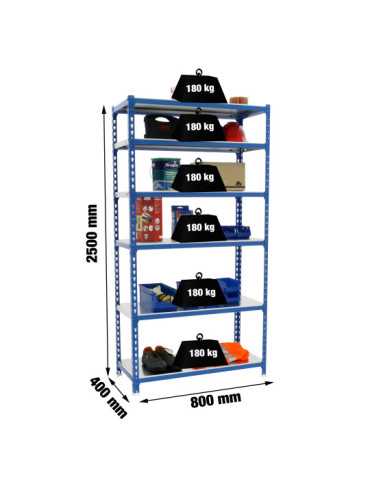 Estanteria 2500x800x400 SIMONCLICK MINI 6/400 AZUL/GALVA marca SIMONRACK