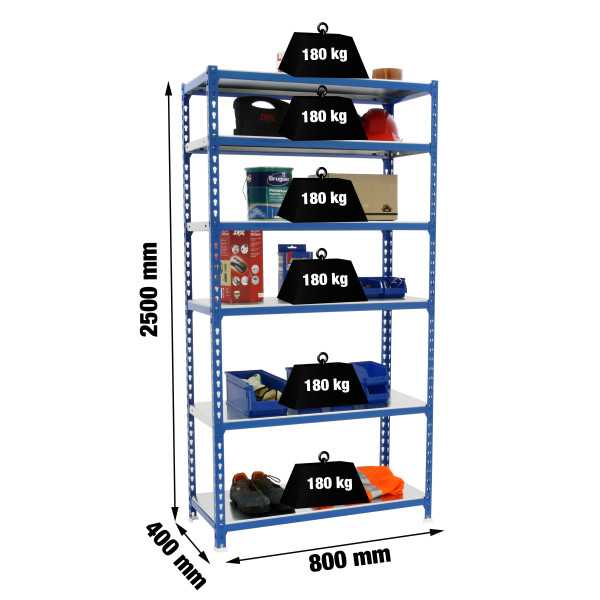 Estanteria 2500x800x400 SIMONCLICK MINI 6/400 AZUL/GALVA marca SIMONRACK