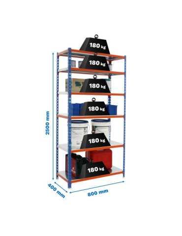 Estanteria 2500x800x400 SIMONCLICK MINI 6/400 AZUL/NARANJA/GALVA marca SIMONRACK