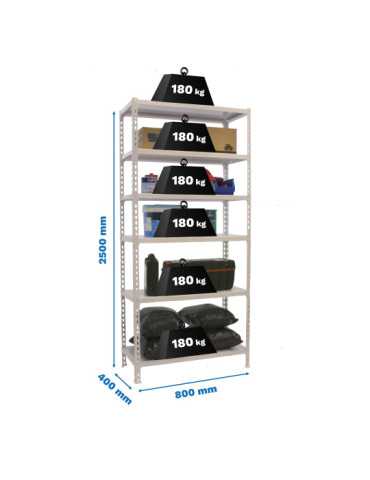 Estanteria 2500x800x400 SIMONCLICK MINI 6/400 BLANCO/BLANCO marca SIMONRACK