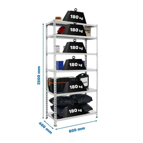 Estanteria 2500x800x400 SIMONCLICK MINI 6/400 GALVA/GALVA marca SIMONRACK
