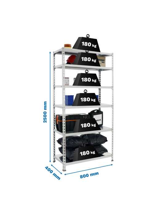 Estanteria 2500x800x400 SIMONCLICK MINI 6/400 GALVA/GALVA marca SIMONRACK