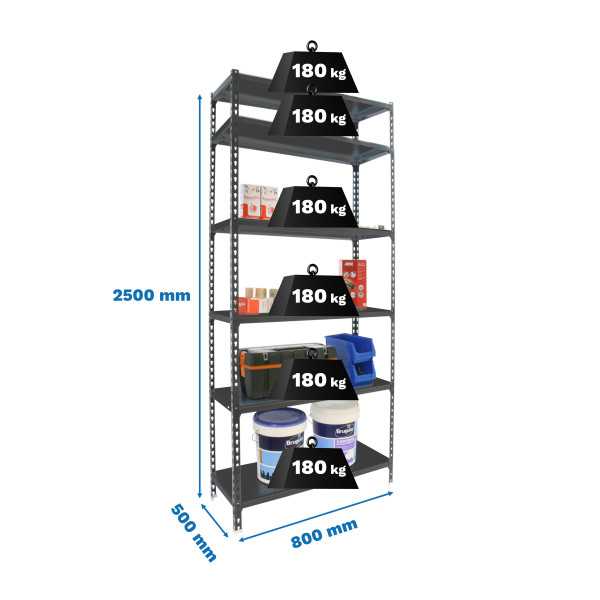 Estanteria 2500x800x500 SIMONCLICK MINI 6/500 ANTRACITA/ANTRACITA marca SIMONRACK