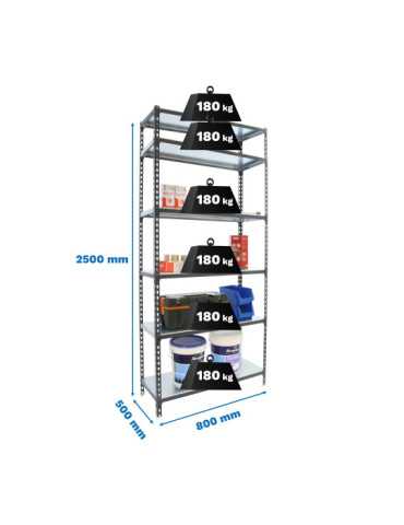 Estanteria 2500x800x500 SIMONCLICK MINI 6/500 ANTRACITA/GALVA marca SIMONRACK