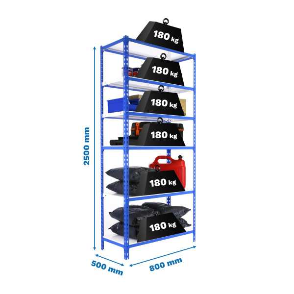 Estanteria 2500x800x500 SIMONCLICK MINI 6/500 AZUL/BLANCO marca SIMONRACK