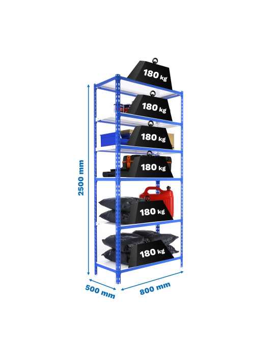 Estanteria 2500x800x500 SIMONCLICK MINI 6/500 AZUL/BLANCO marca SIMONRACK