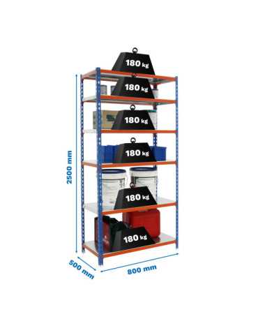 Estanteria 2500x800x500 SIMONCLICK MINI 6/500 AZUL/NARANJA/GALVA marca SIMONRACK