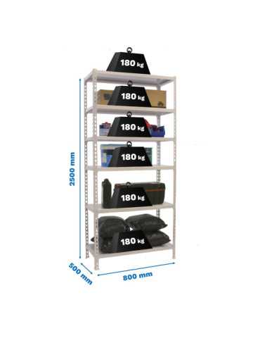 Estanteria 2500x800x500 SIMONCLICK MINI 6/500 BLANCO/BLANCO marca SIMONRACK