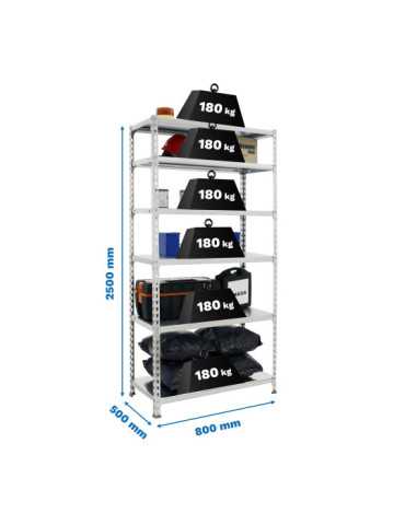 Estanteria 2500x800x500 SIMONCLICK MINI 6/500 GALVA/GALVA marca SIMONRACK