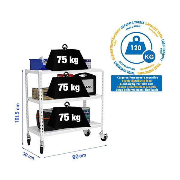 Estanteria 975x900x300 SIMONCLICK MOBILE 3/300 900 BLANCO/BLANCO marca SIMONRACK