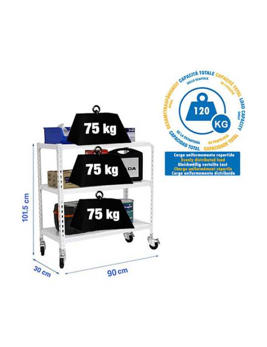 Estanteria 975x900x300 SIMONCLICK MOBILE 3/300 900 BLANCO/BLANCO marca SIMONRACK