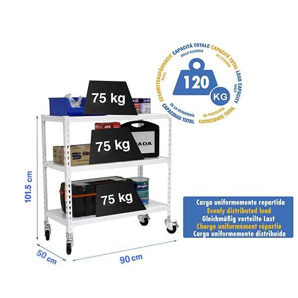 Estanteria 975x900x500 SIMONCLICK MOBILE 3/500 900 BLANCO/BLANCO marca SIMONRACK
