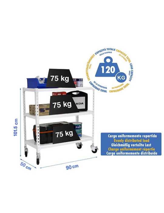 Estanteria 975x900x500 SIMONCLICK MOBILE 3/500 900 BLANCO/BLANCO marca SIMONRACK