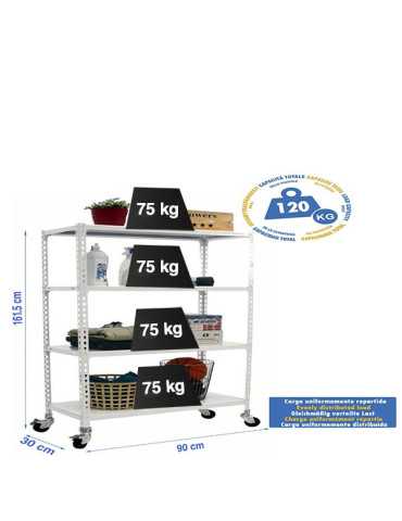 Estanteria 1575x900x300 SIMONCLICK MOBILE 4/300 1500 BLANCO/BLANCO marca SIMONRACK