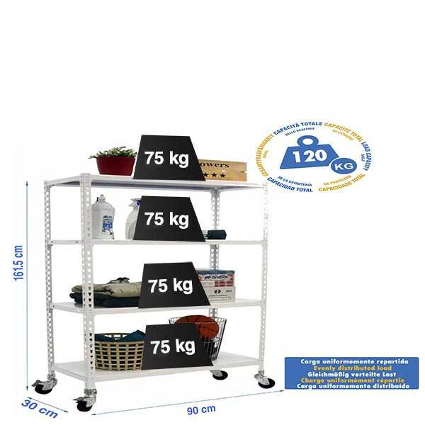 Estanteria 1575x900x300 SIMONCLICK MOBILE 4/300 1500 BLANCO/BLANCO marca SIMONRACK