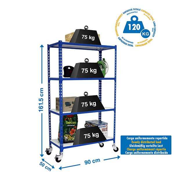 Estanteria 1575x900x500 SIMONCLICK MOBILE 4/500 1500 AZUL/BLANCO marca SIMONRACK