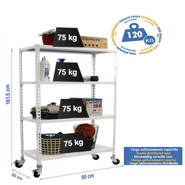 Estanteria 1575x900x500 SIMONCLICK MOBILE 4/500 1500 BLANCO/BLANCO marca SIMONRACK