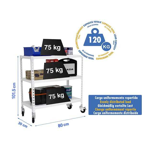Estanteria 975x800x300 SIMONCLICK MOBILE MINI 3/300 900 BLANCO/BLANCO marca SIMONRACK
